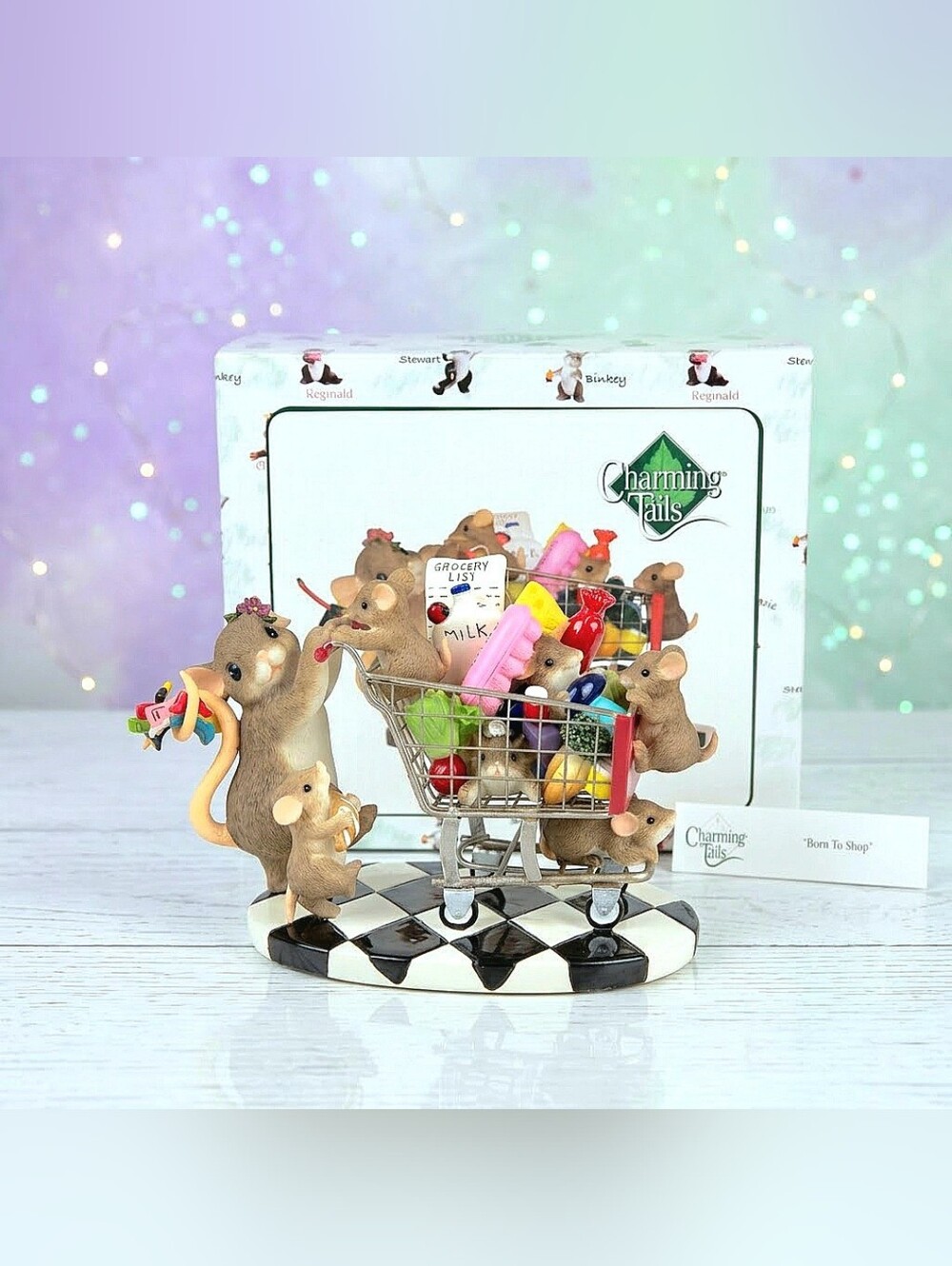 2007 Fitz and Floyd Charming Tails "Born To Shop" Excellent Condition